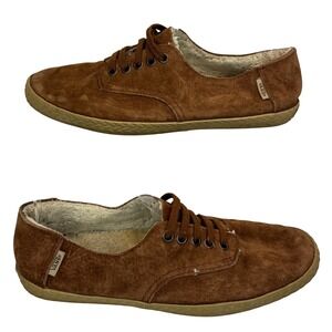 Vans Women's 8.5 Suede Fleece Lined Sneakers Brown Cozy Retro Low‎ Top Shoes